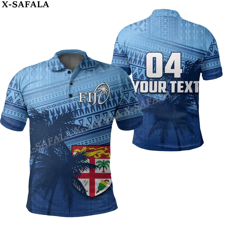 Fiji Rugby Polinesia Fiji For 7S, Its Time 3D Print Polo Shirt Maniche Corte Uomo Overshirt Estate Moda Abbigliamento Tracksuits-7