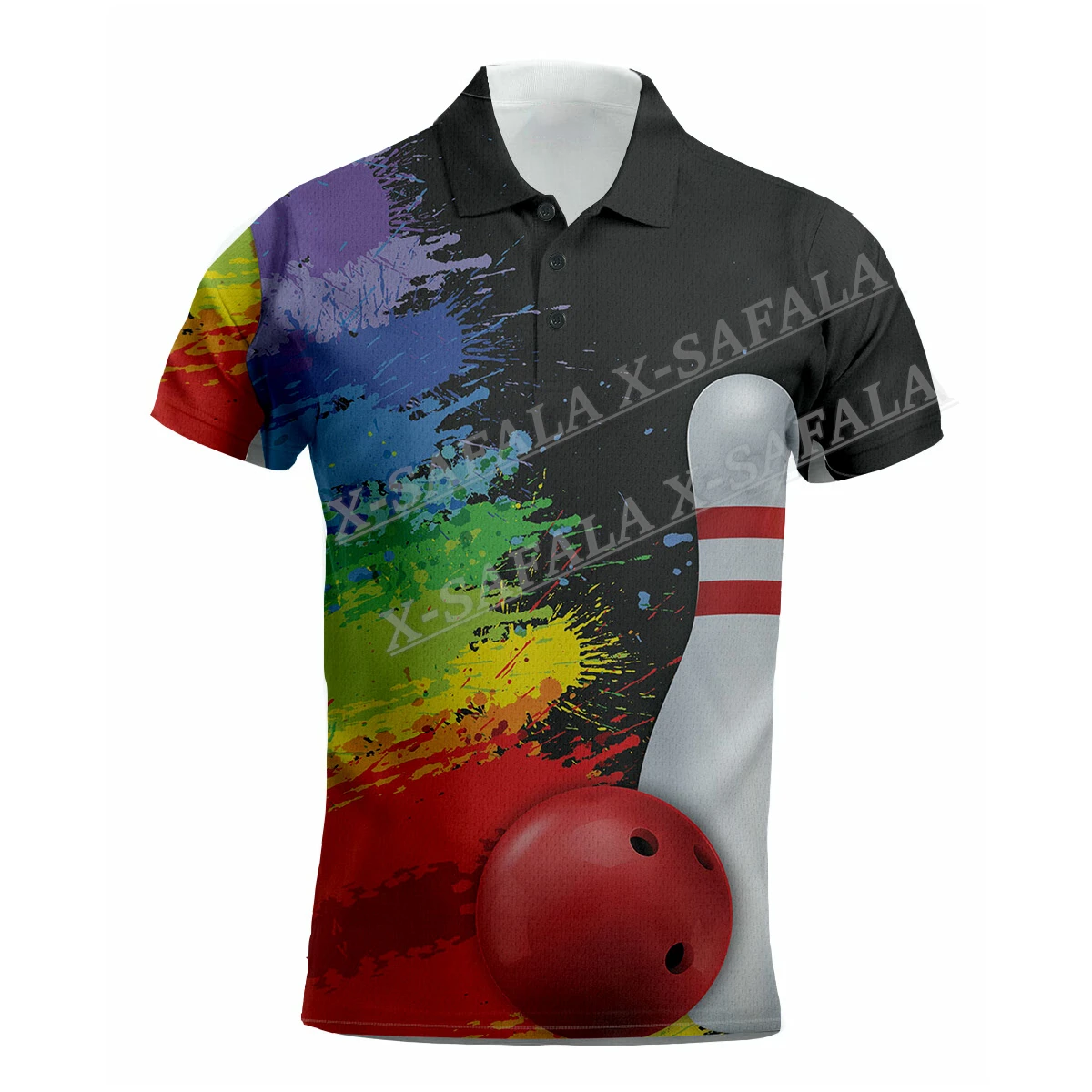 Bowling Player Lover Rainbow Sports Customed Polo Sleeves Man Overshirt Casual New Summer Fashion Abbigliamento Tracksuits-4