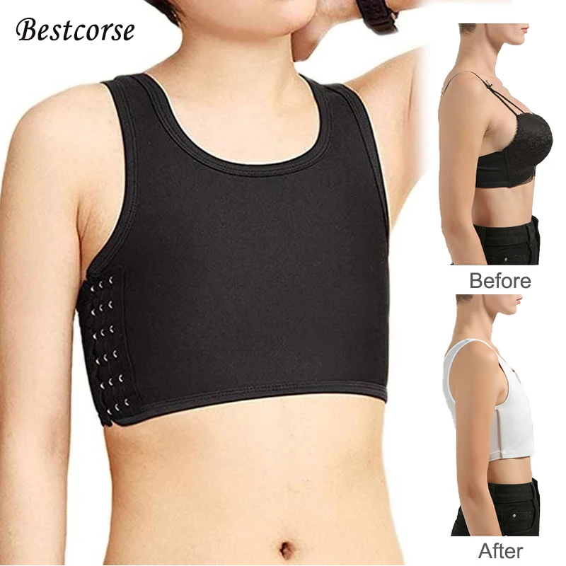 Xs 5Xl Plus Size Ftm Trans Binder Chest Leganti Transboy Tomboy Pull Over Flat Reggiseno Lesbico Per Grandi Seni Donna Uomo Transgender