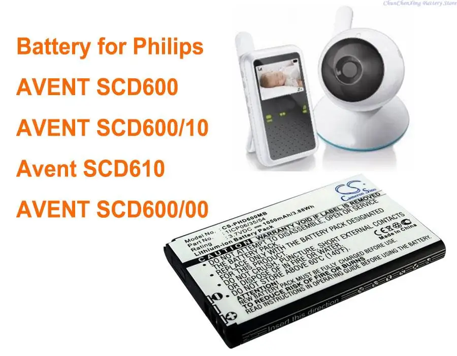 Batteria Orangeyu 1050Mah 1 Icp06/35/54 Per Philips Avent Scd600, Avent Scd600/00, Avent Scd600/10, Avent Scd610