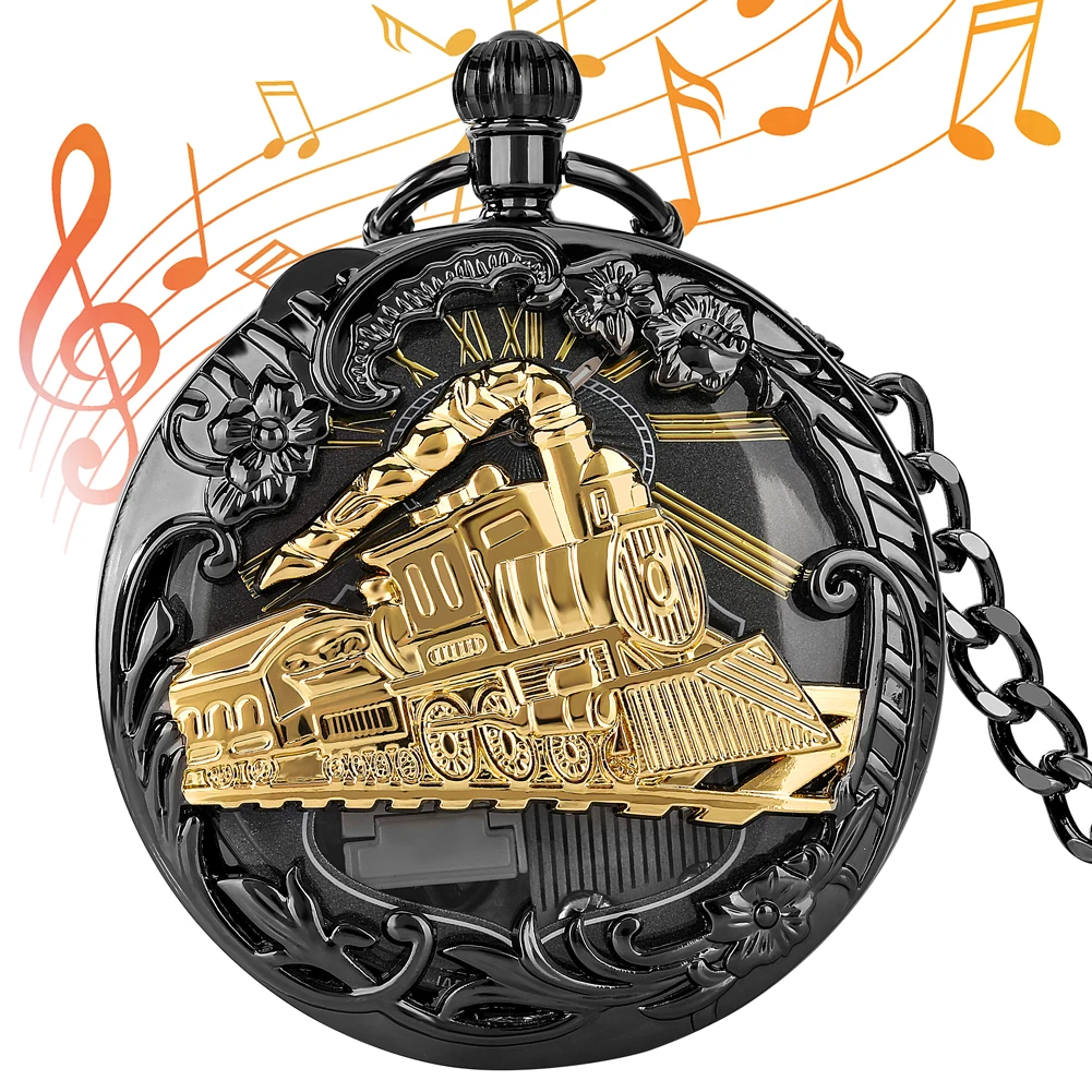 Orologio Da Tasca Al Quarzo Musicale A Manovella Cava Che Suona Musica Fob Orologio A Catena Locomotiva Da Collezione Migliori Regali Per Uomo Donna