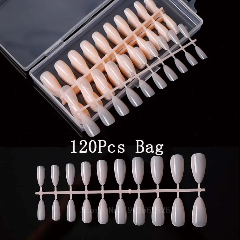 120 Pcs Nail Tips Extension System Soft Gel X Unghie Finte Scolpite Mandorle Full Cover Press On Nail Tips