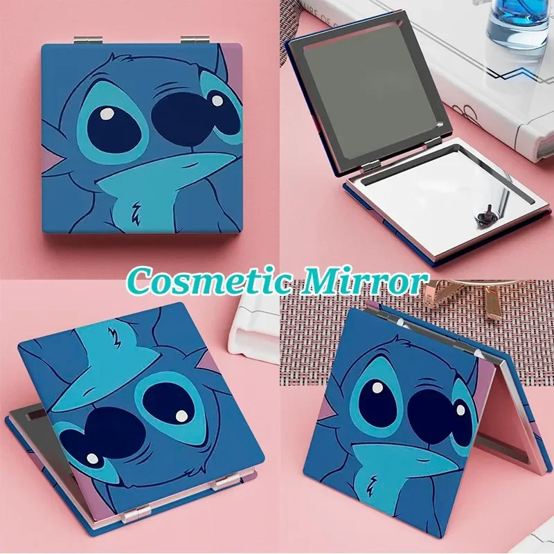 Disney Stitch Fold Mirror Snow White Pooh Bear Cartoon Figures Cosmetic Tool Women Portable Cosmetic Mirror