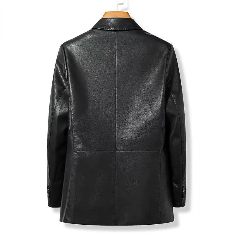 2022 Pu Leather Jacket Men Business Casual Coats New Spring Autumn Fashion Male Motorcycle Biker Faux Leather Jackets W113