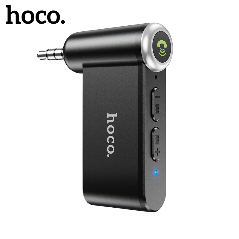 Hoco 3.5Mm Jack Aux Car Bluetoother 5.0 Ricevitore Wireless Mic Adattatore Vivavoce In Auto Per Musica Audio Aux Bt Ricevitore Per Cuffie