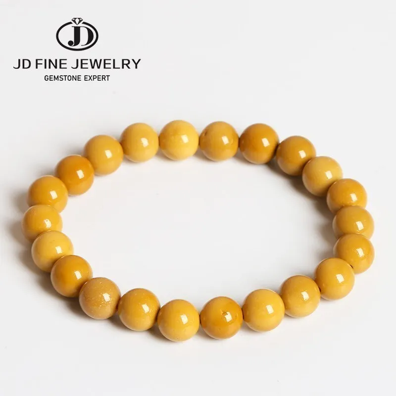 Jd Bracciale Con Perline Naturali Da Uomo 8Mm Rotondo Naturale Giallo Mookaite Pietra Guarigione Perline Bracciali Semplici Stretch Yoga Gioielli Da D