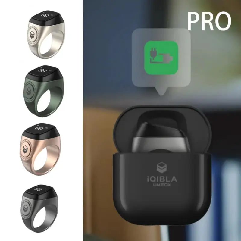 Ryra Muslim Zikr Ring Lega Di Alluminio Digital Tasbih Smart Counter Zikr Ring Con Custodia Di Ricarica Promemoria Vibrazione App Bluetooth