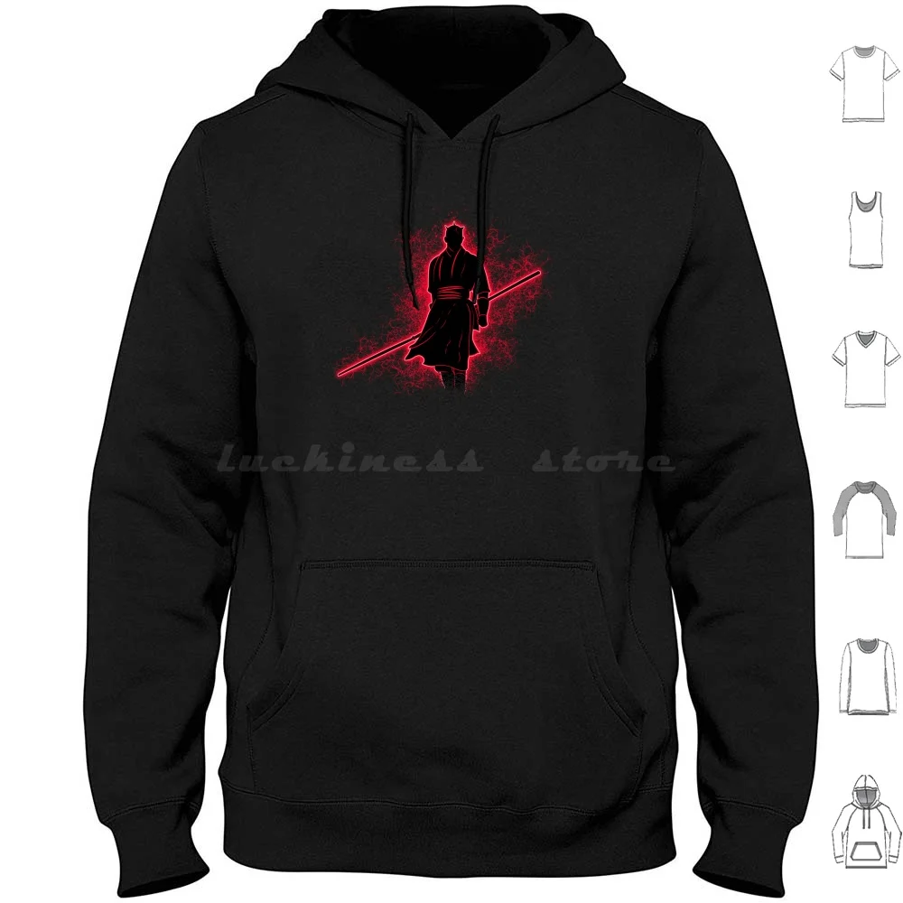 Mauler Felpa Con Cappuccio Cotone Manica Lunga Darth Maul Dark Villain Evil Glow Glowing Maul Prequel Trilogy Light Saber The Empire