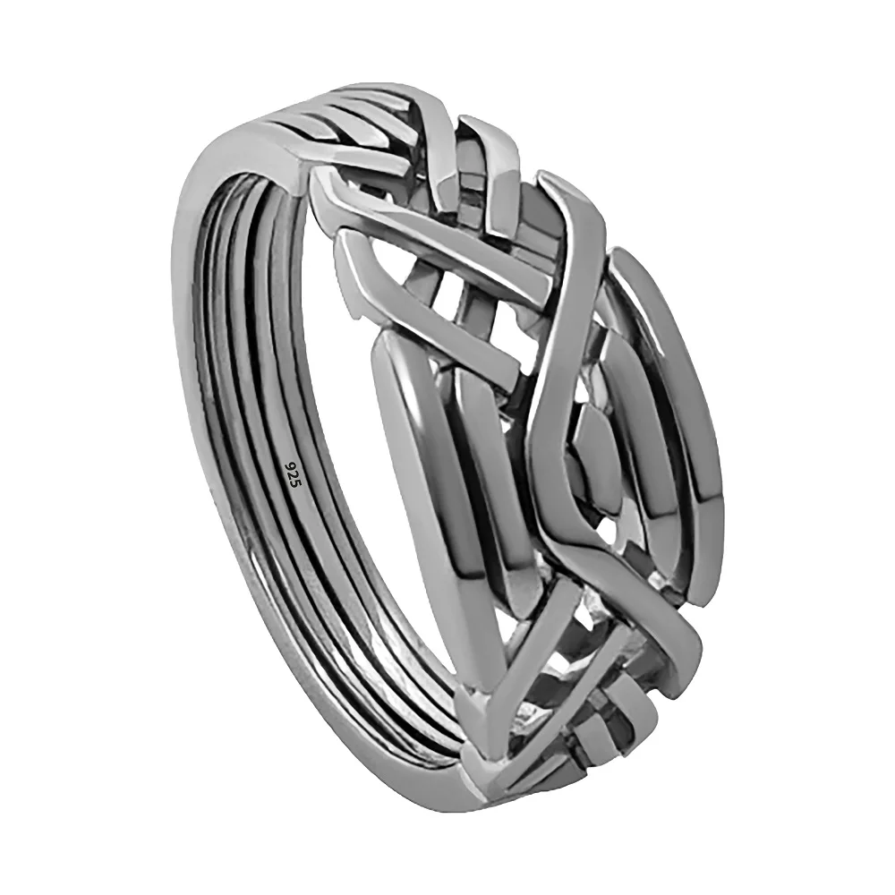 Anillo De Rompecabezas Turco Arcoíris De Plata Esterlina 925 Verdquartz De 6 Bandas, Nudo Entrelazado, Mujer, Hombre