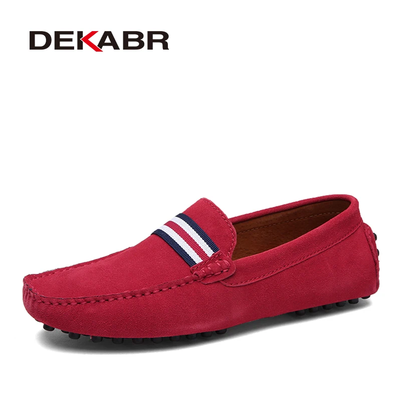 Mocassini Dekabr Uomo Mocassini Scamosciati Di Nuovo Design Mocassini Slip On In Vera Pelle Uomo Comodi Mocassini Rossi Mocassini Da Guida Per Uomo