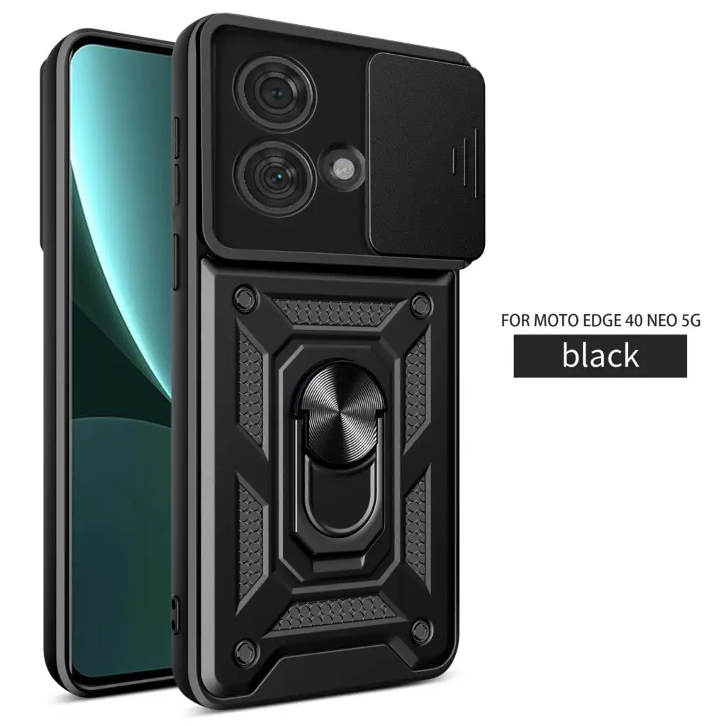 Per Motorola Edge 40 Neo Case Push Window Lens Cover Ring Bracket Etui Coque Motorola Edge 40/Edge 40 Pro/Moto Edge 40 Ultra