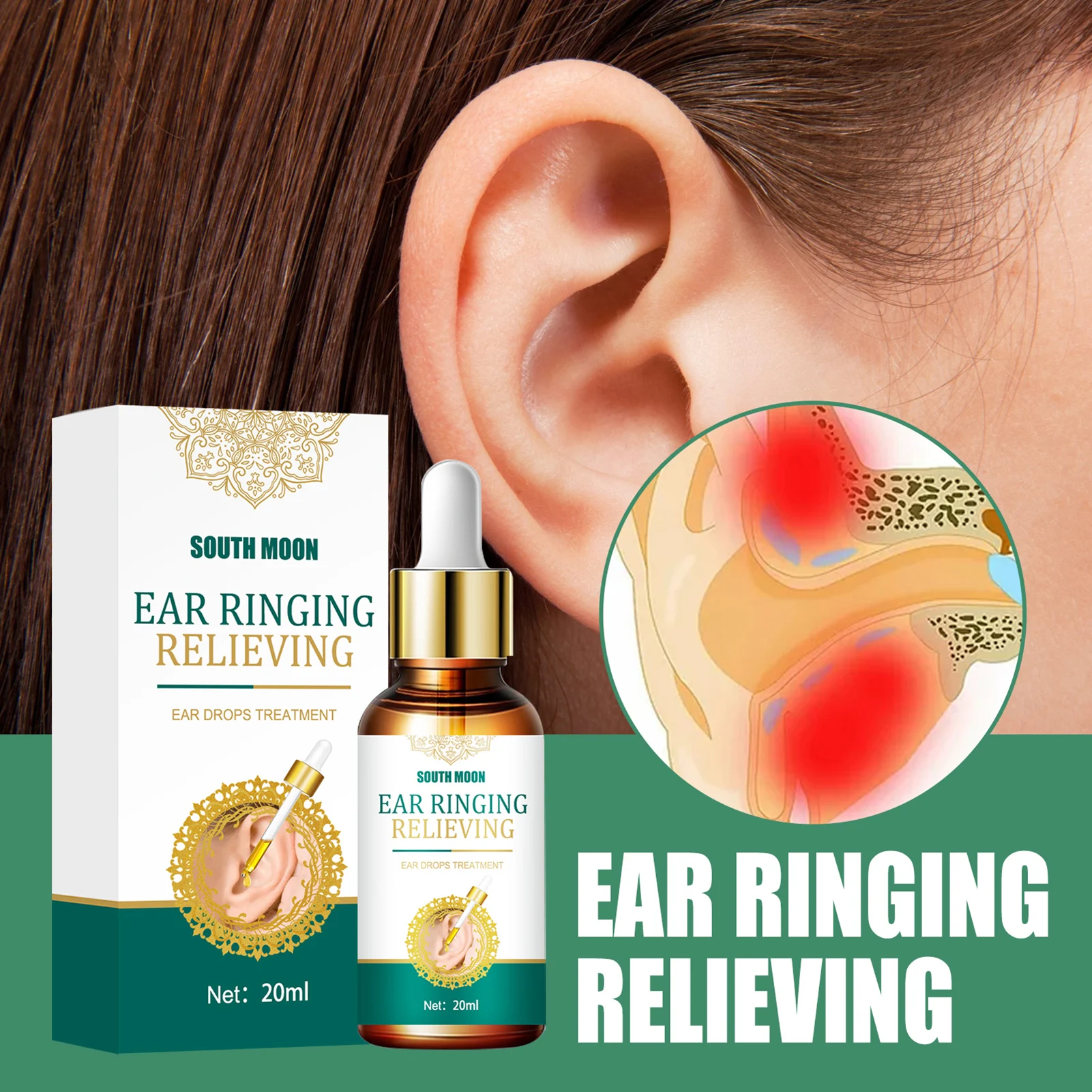 20Ml Ear Squillo Alleviare Le Gocce Per Le Orecchie Acufene Sordità Orecchio Gonfiore Scarico Otys Media Fluido Per L'Assistenza Sanitaria Otoscopio X