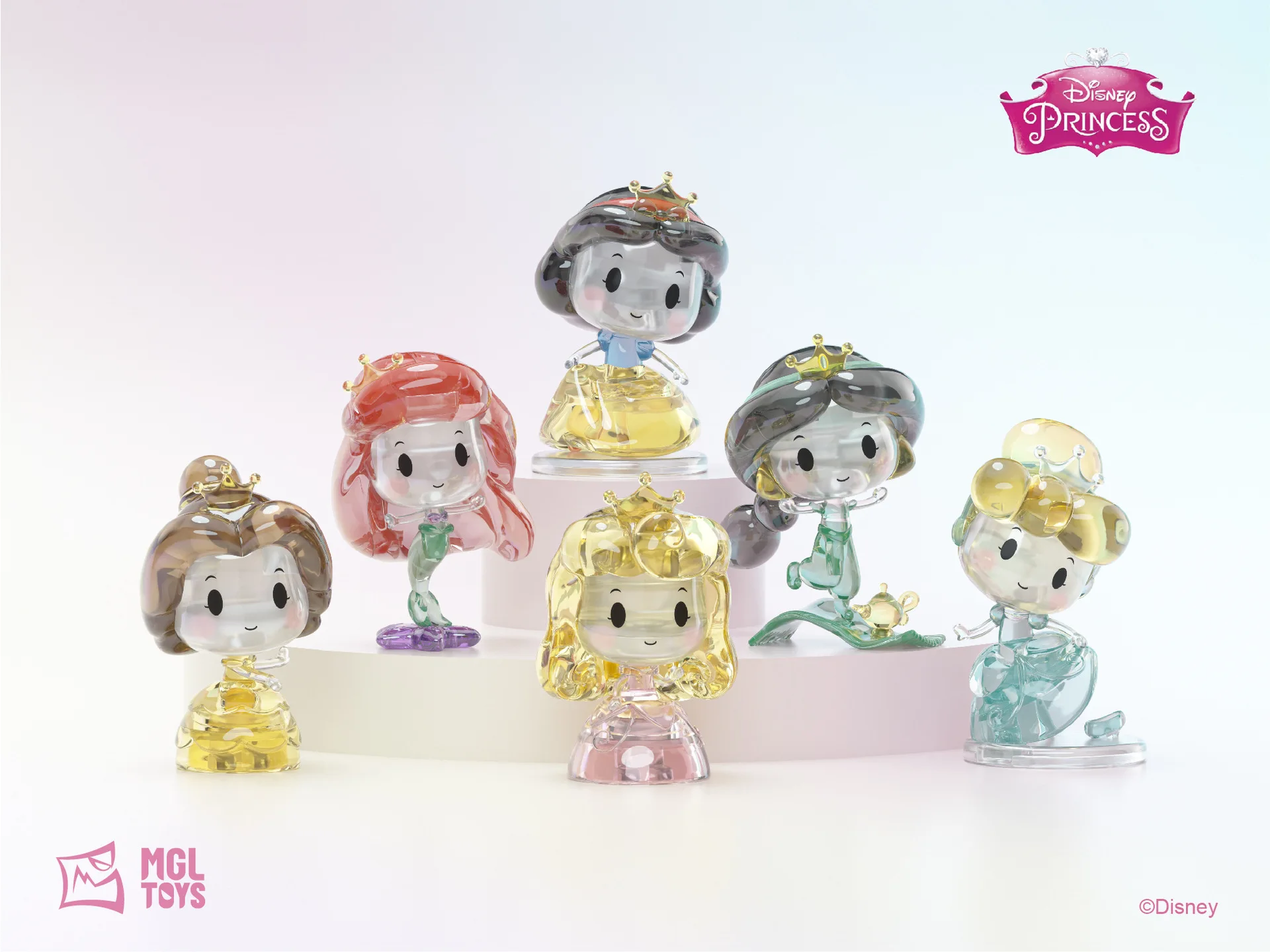 Mgl Original Disney Princess Biancaneve Ariel Bell Jasmine Cenerentola Crystal Block Figure Collection Model Toys