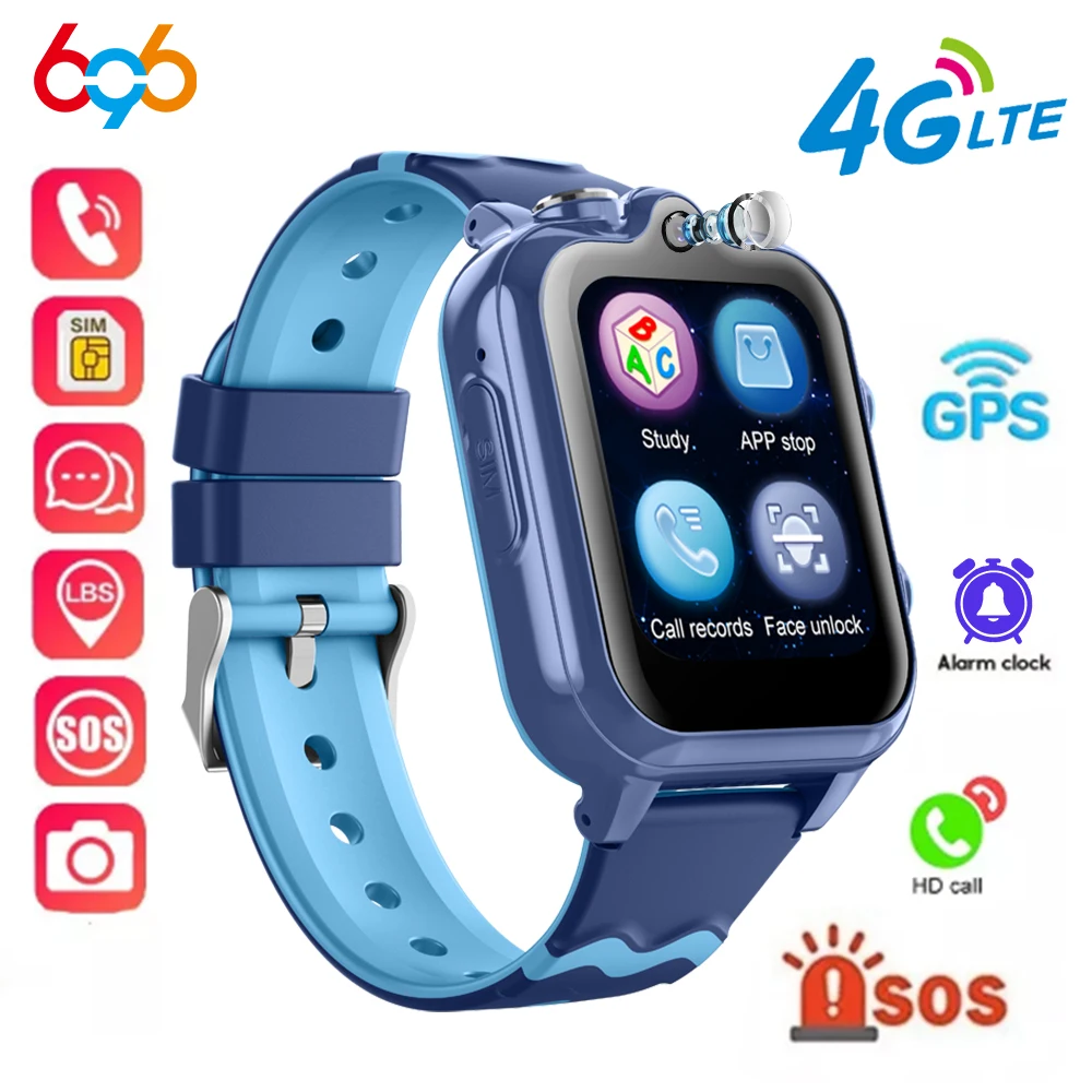 Smartwatch Per Bambini 4G Con Posizionamento Gps Bambini Agps Lbs Wifi Sos Doppia Fotocamera Orologi Intelligenti Impermeabile 900Mah Riproduzione Mus