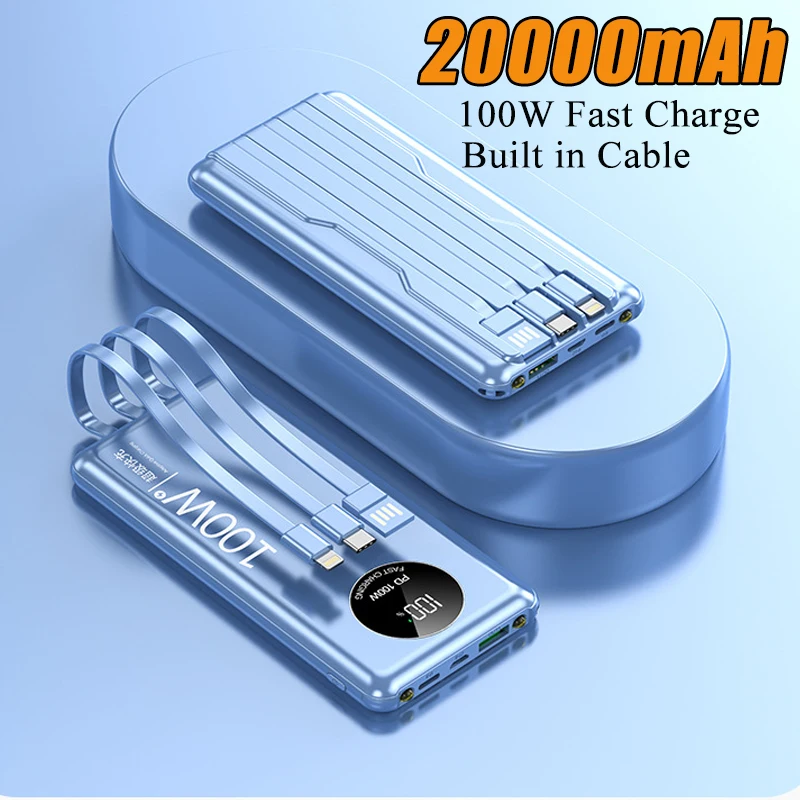 Power Bank 20000Mah 100W Ricarica Rapida Powerbank Batteria Esterna Portatile Ricarica Rapida Poverbank Per Iphone 12 Xiaomi 9 Samsung