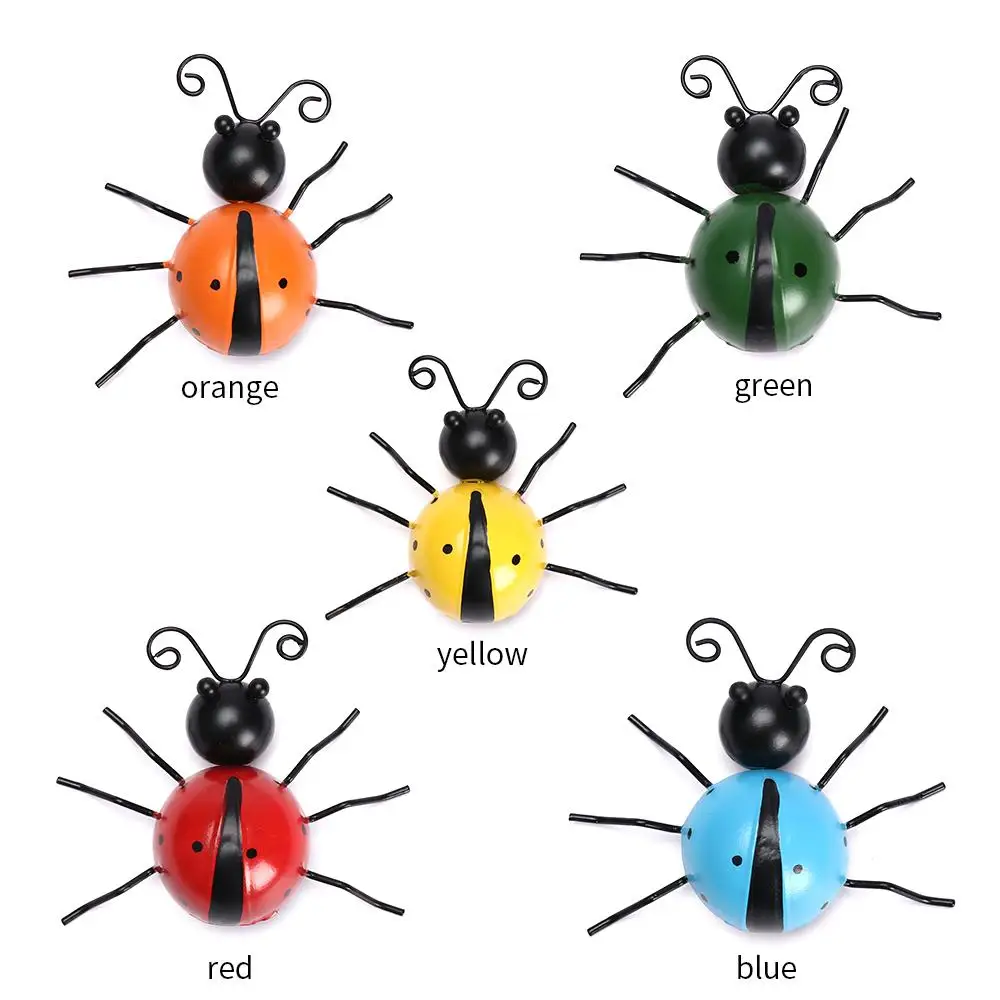 Sculture Da Parete Del Cortile Statue Simpatiche Coccinelle Rustiche In Metallo Wall Art 3D Garden Wall Decor