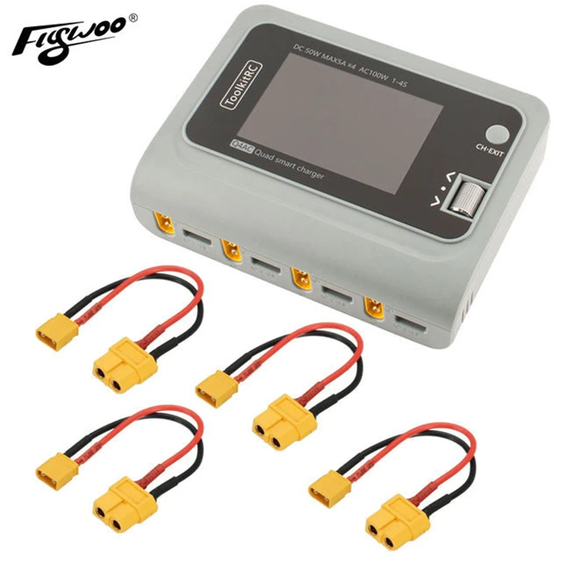 Flywoo Nuovo Toolkitrc Q4Ac 4X50W Caricabatterie Intelligente Ac Dc A 4 Porte