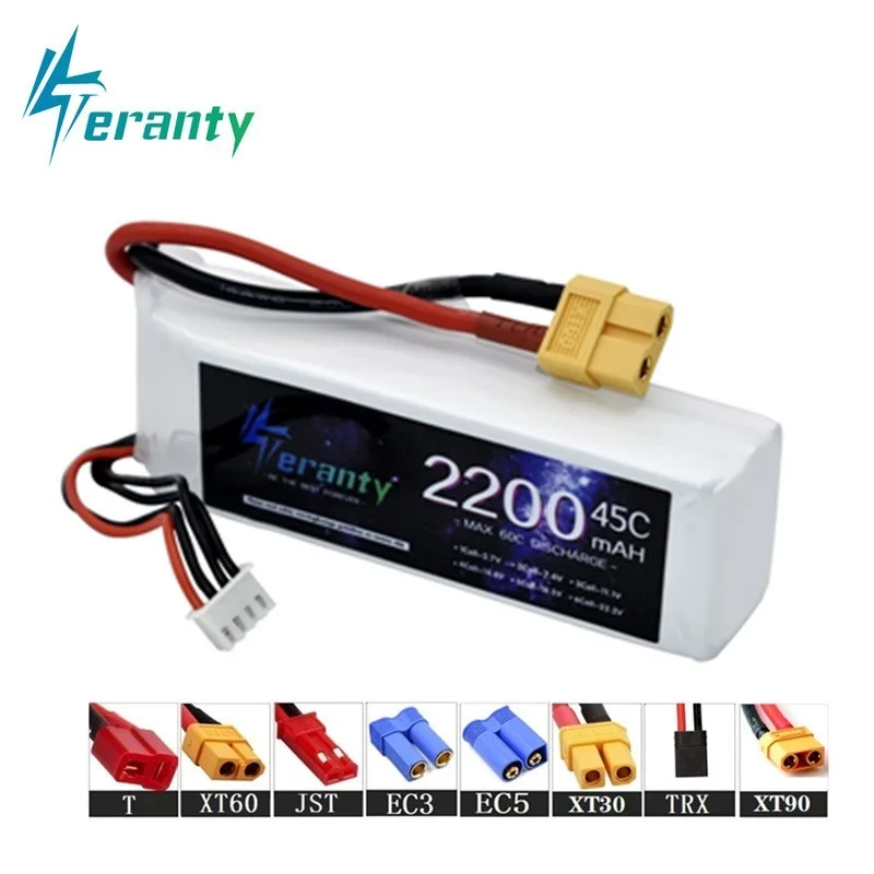 Batteria Lipo 11.1V 2200Mah 3S 45C Per Elicottero Rc Aereo Quadcopter Auto Aereo Con Batteria T/Jst/Xt30/Xt60 Plug 3S 11.1V