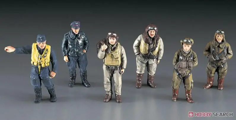 Hasegawa 1/48 Ww.Ii Set Di Figure Pilota (Figure Pilota Giapponesi Tedesche Degli Stati Uniti/Britannici)