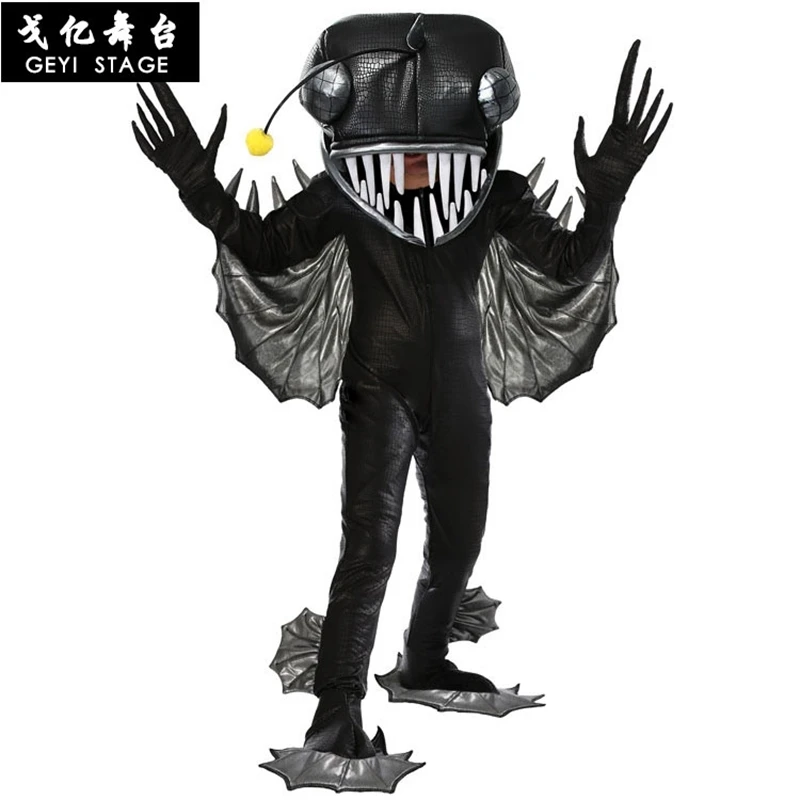 New Fancy Kid Boy Anglerfish Costume Fish Animated Halloween Christmas Cosplay Costume Per Uomini Adulti Tuta Intera