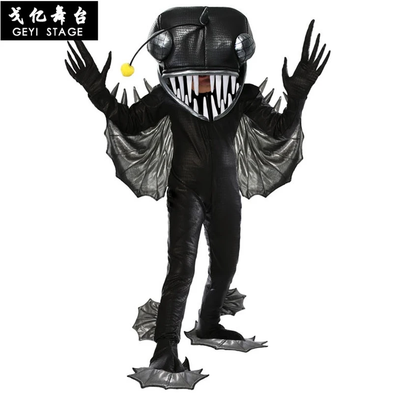 New Fancy Kid Boy Anglerfish Costume Fish Animated Halloween Christmas Cosplay Costume Per Uomini Adulti Tuta Intera