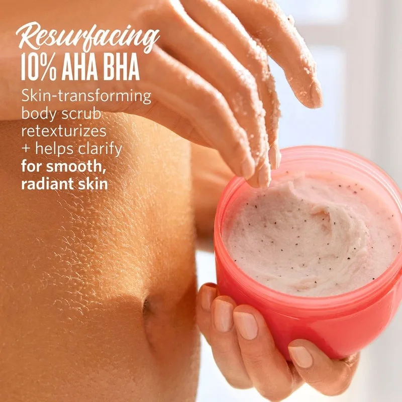 Private Label Acido Salicilico Scrub Corpo Esfoliante Originale Scrub Corpo Resurfacing Con 10% Aha Bha Acido Glicolico E Acido Lattico