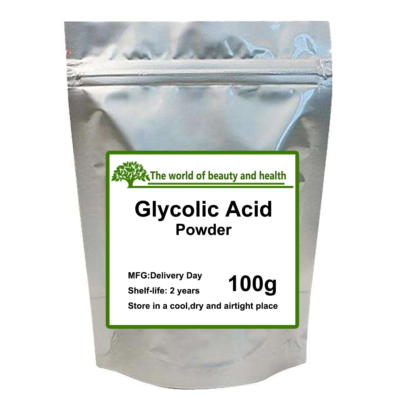 La Polvere Di Acido Glicolico Della Materia Prima Cosmetica Migliora La Pelle, Riduce Le Rughe, Le Cicatrici Da Acne E La Pigmentazione