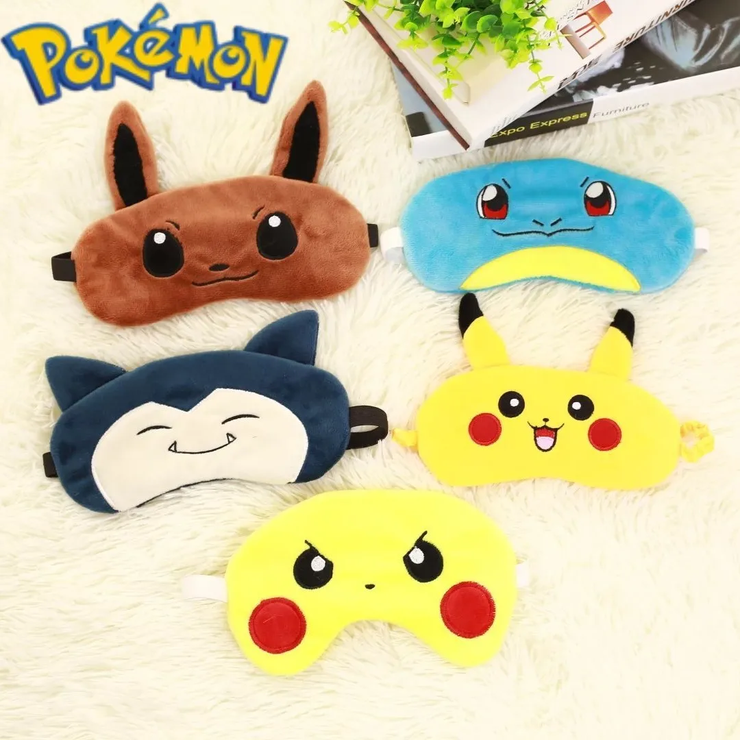 New Cartoon Anime Pokemon Pikachu Snorlax Sleeping Blackout Eye Mask Cute Plush Sleep Eye Mask Travel Eye Band Maschera Per Gli Occhi Di Riposo