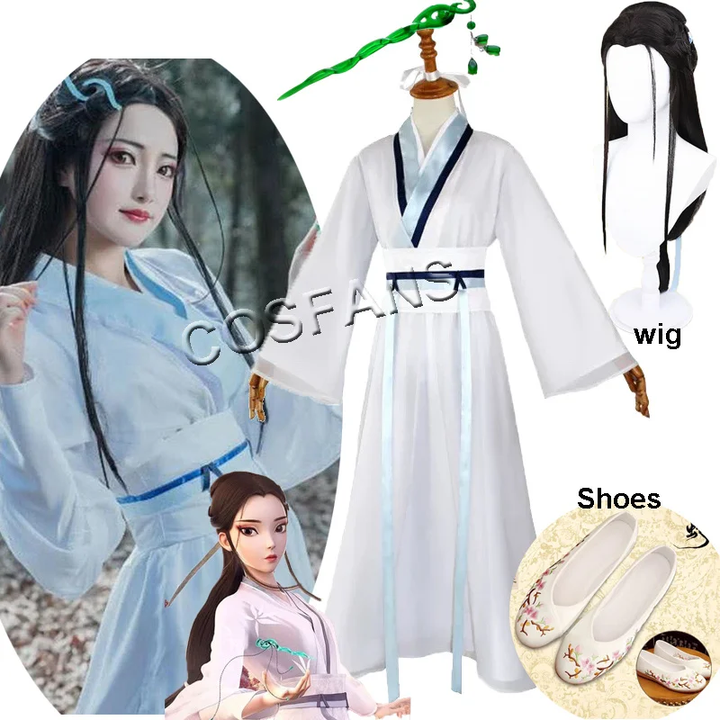 Anime White Snake Costumi Cosplay Cos Chinese Love Story Bai Suzhen Cos Costume Di Halloween Per Uomo Donna Parrucca Per Adulti Scarpe Forcina