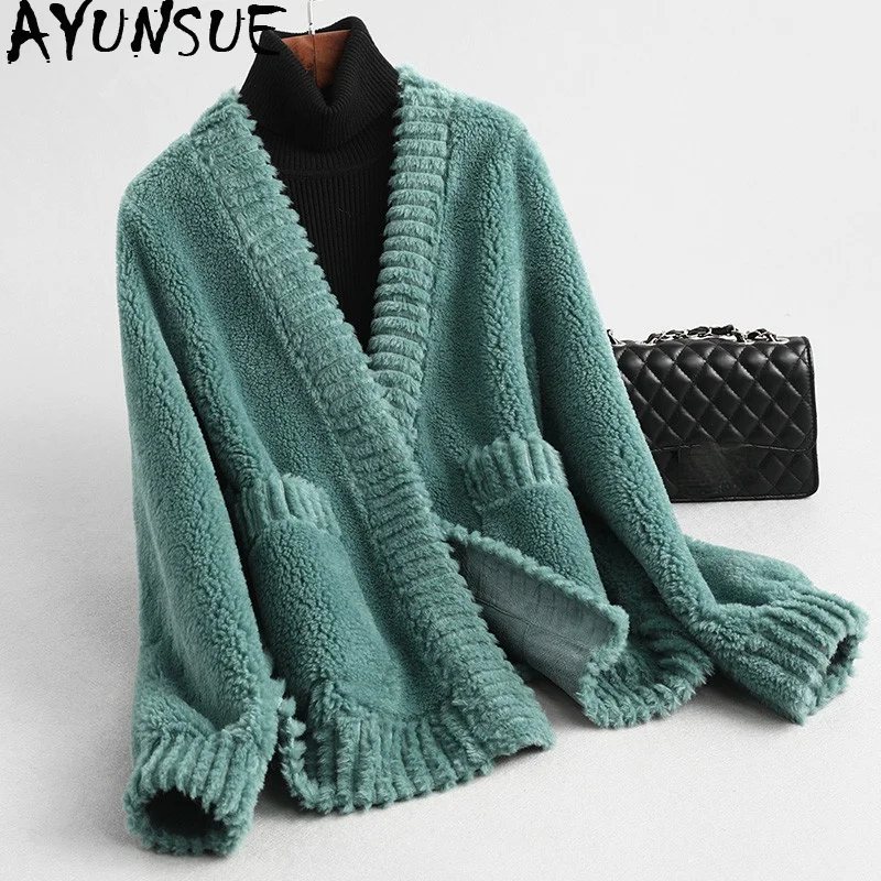 Ayunsue Reale Di Pecora Shearling Cappotto Di Pelliccia Femminile Giacca Invernale Giacca Donne Reale Cappotti Di Lana Nad Giubbotti Vestiti Delle Don