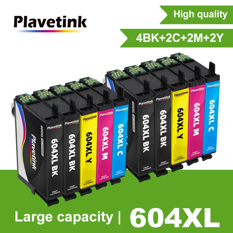 Plastetink 10 Pz Per Epson T604 604Xl T604Xl Cartuccia Di Inchiostro Compatibile Per Epson Expression Home Xp-2200 Xp-2205 Workforce Wf-2910