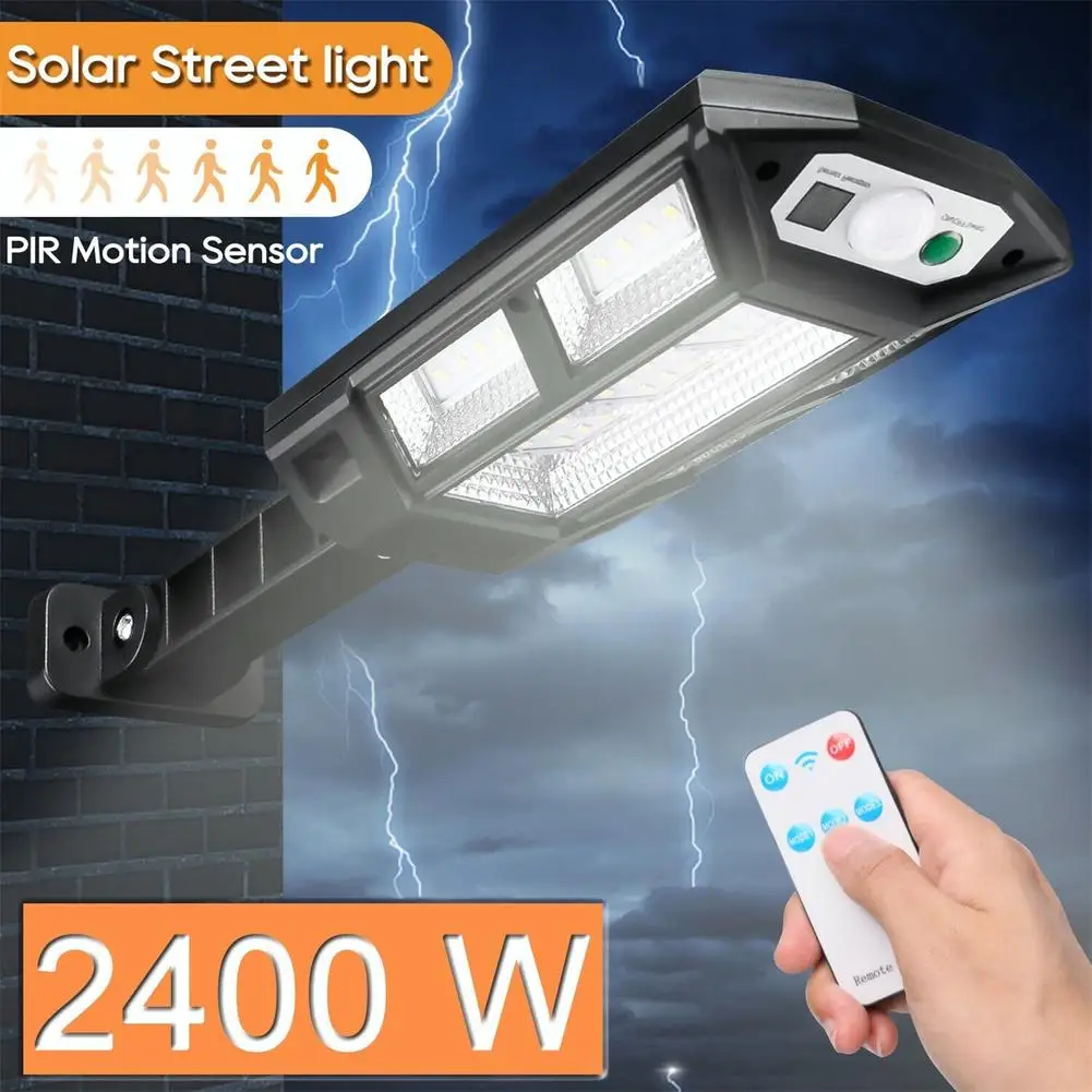 2400W Solar Power Street Light Motion Sensor Led Solar Flood Lights Outdoor 3 Mode Lighting Ip65 Lampada Di Sicurezza Impermeabile
