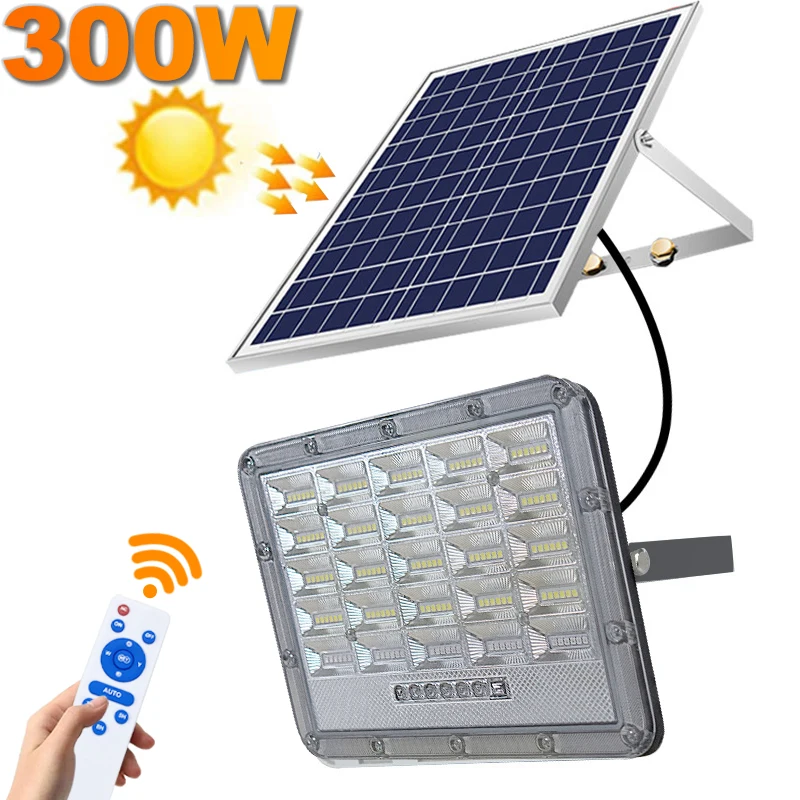 Riflettore Solare Faretti Solari Led Light 5M Cord Outdoor Garden House Telecomando Impermeabile Flood Light Lampada Solare Outdoor