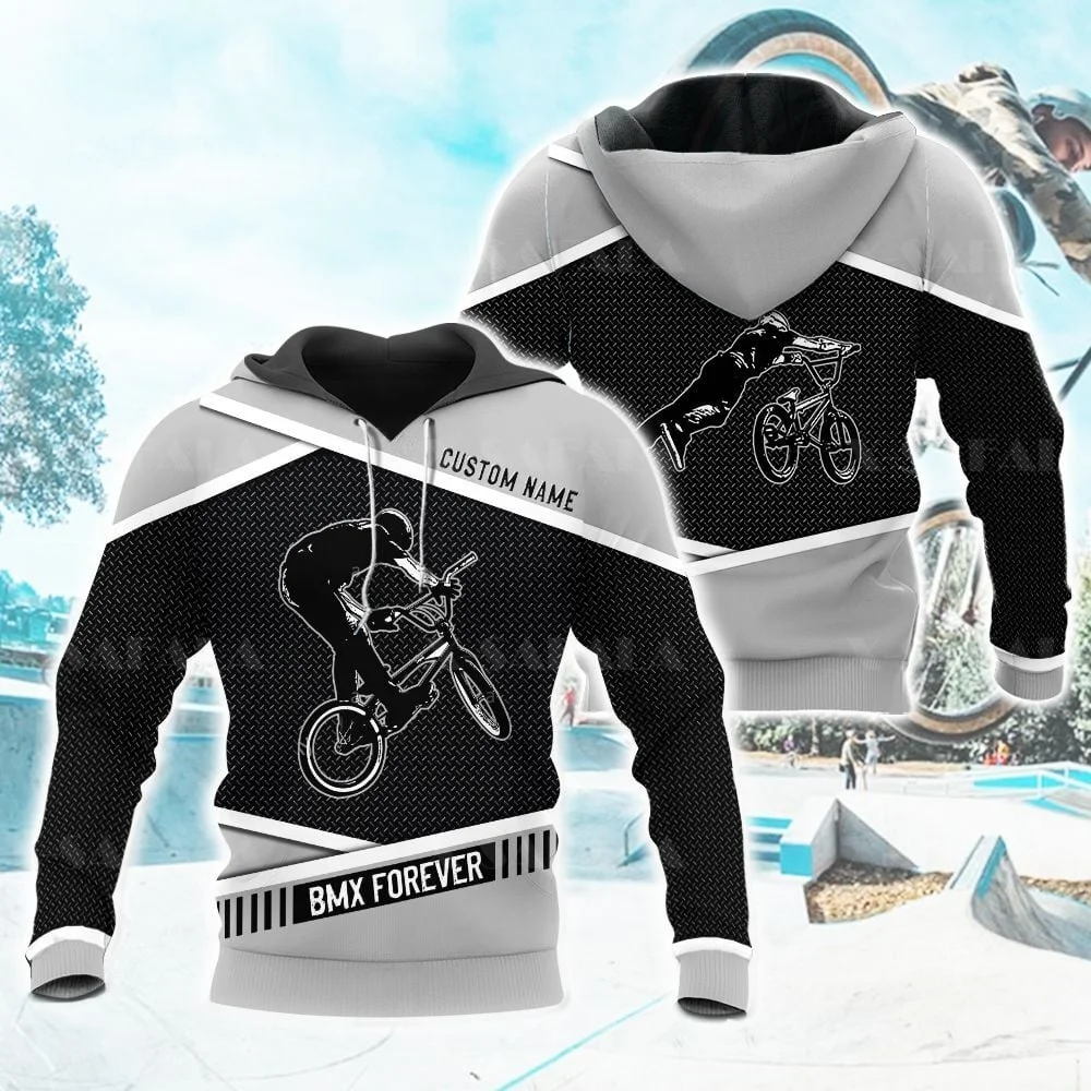 Ciclismo Freestyle Bmx Dirt Bike Cross-Country Bicycle 3D Full Print Felpa Con Cappuccio Uomo Donna Outwear Zipper Pullover Felpa Unisex