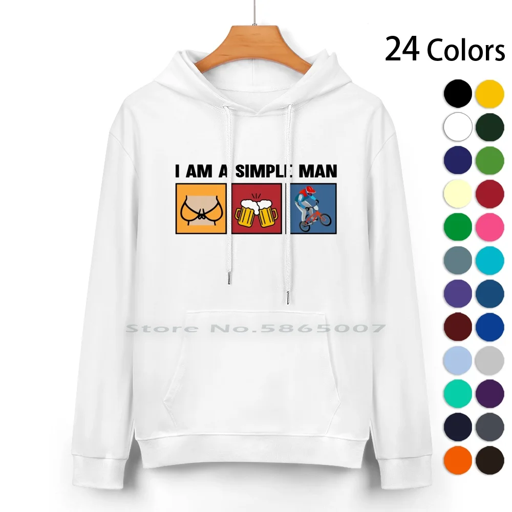 I Am A Simple Man-Bmx Felpa Con Cappuccio In Puro Cotone Maglione 24 Colori Bmx Shop Mongoose Bmx Bmx Freestyle Cult Bmx Eat Sleep Bmx Bmx Rider