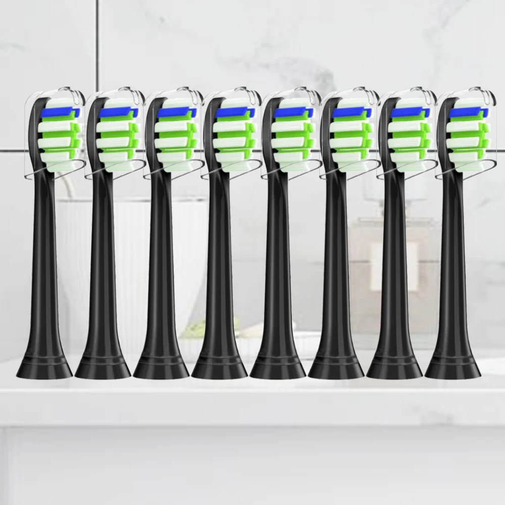 Testine Per Spazzolino Nero Da 8 Pezzi Per Spazzolino Elettrico Philips Sonicare C3 C2 C1 4100 5100 6100 Hx9023 G2 W Controllo Ottimale Della Placca