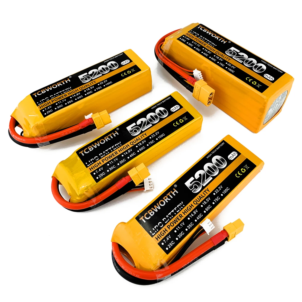 Eu In Magazzino 7.4V 11.1V 14.8V Rc Lipo Battery2S 3S 4S 5200Mah 6000Mah 35C 60C Con Deans T Xt60 Plug Per Rc Airplane Drone