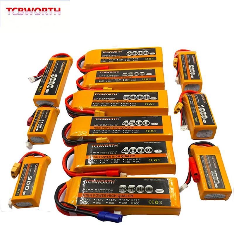 Batteria Lipo Drone 2S 3S 4S6S Rc 7.4V 11.1V 14.8V 22.2V 2200 3300 4200 5200 6000Mah 25C 35C 60C Rc Quadrotor Elicottero Aereo