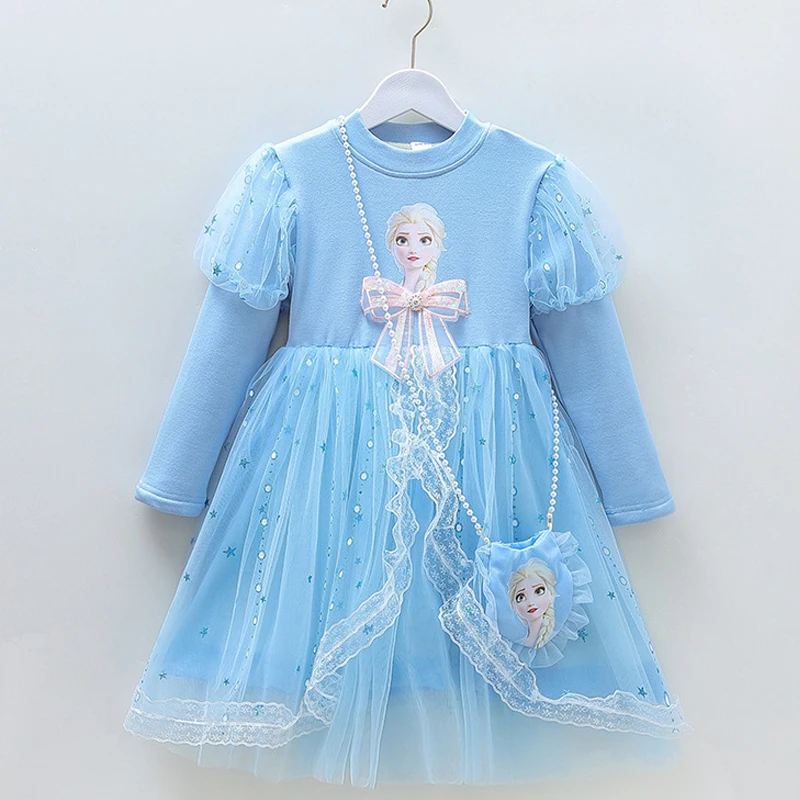 2023 Nuove Ragazze Elsa Vestito Congelato Primavera E Autunno Vestito A Maniche Lunghe Principessa Vestito Per Bambini Stile Occidentale Bambini Vesti