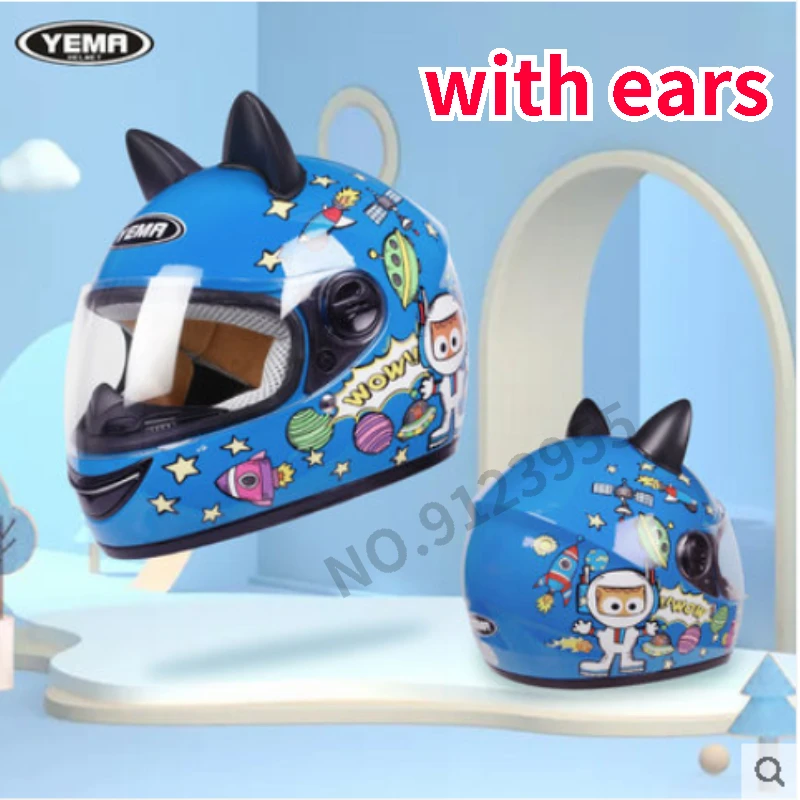 Yema Moto Caschi Per Bambini Moto Integrale Bambino Sciarpa Rimovibile Casco Motocross Casco Per Bambini 48-55Cm Casco Invernale Per Bambini