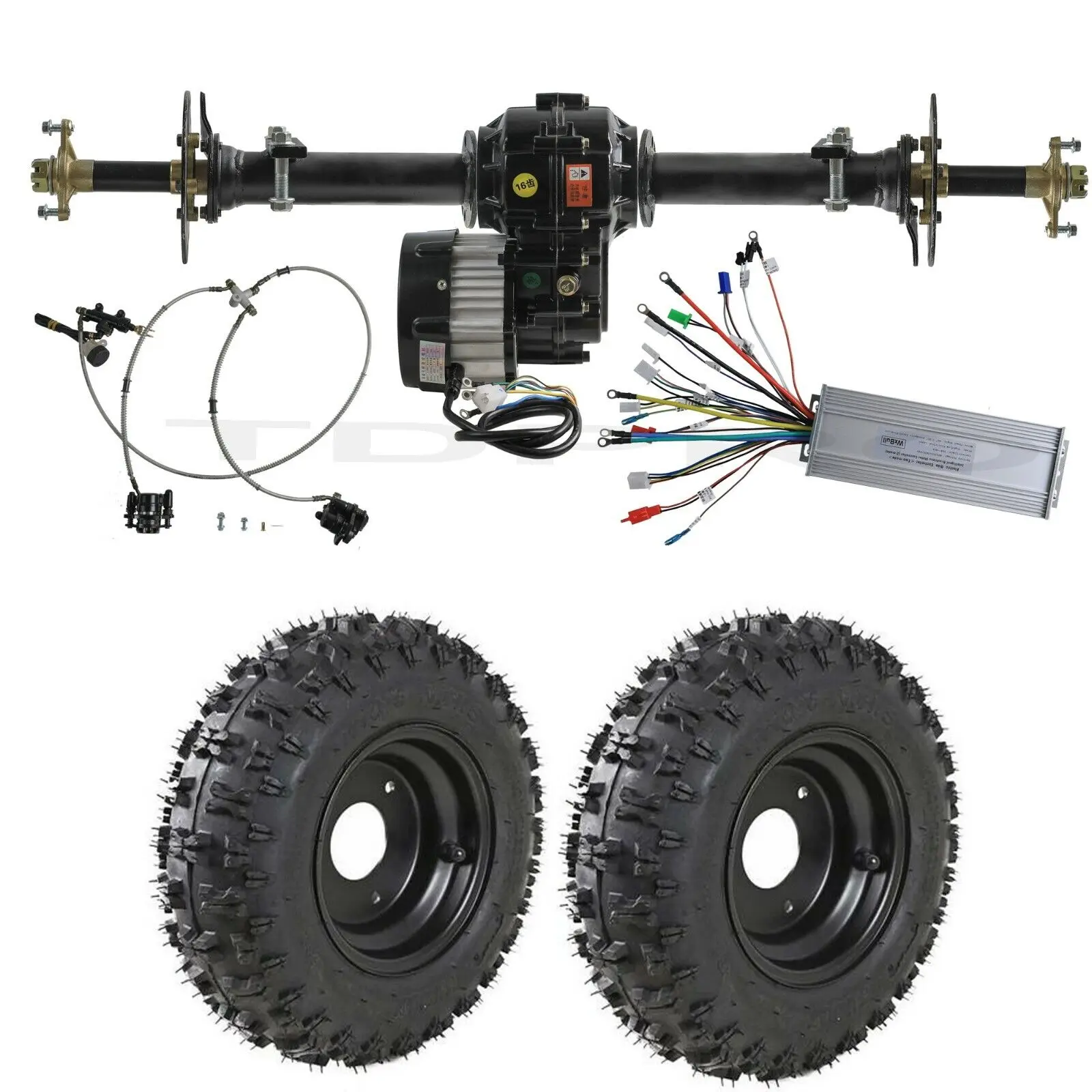 34 "Go Kart Kit Asse Posteriore Albero Differenziale 6" Ruote 48V 1000W Motore Elettrico