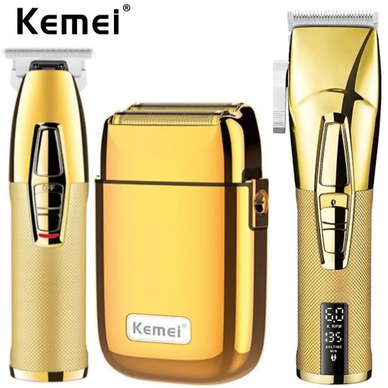 Kemei Professional Hair Clipper Barber Haircut Kit Combo 0Mm Hair Trimmer Finish Hair Cutting Machine Rasoio Elettrico Men Razor