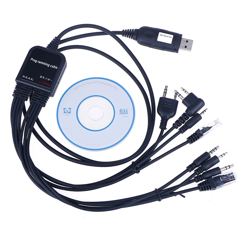 Cavo Di Programmazione Usb Per Computer 8 In 1 Per Kenwood Per Baofeng Motorola Yaesu Per Icom Handy Walkie Talkie Autoradio Cd Software