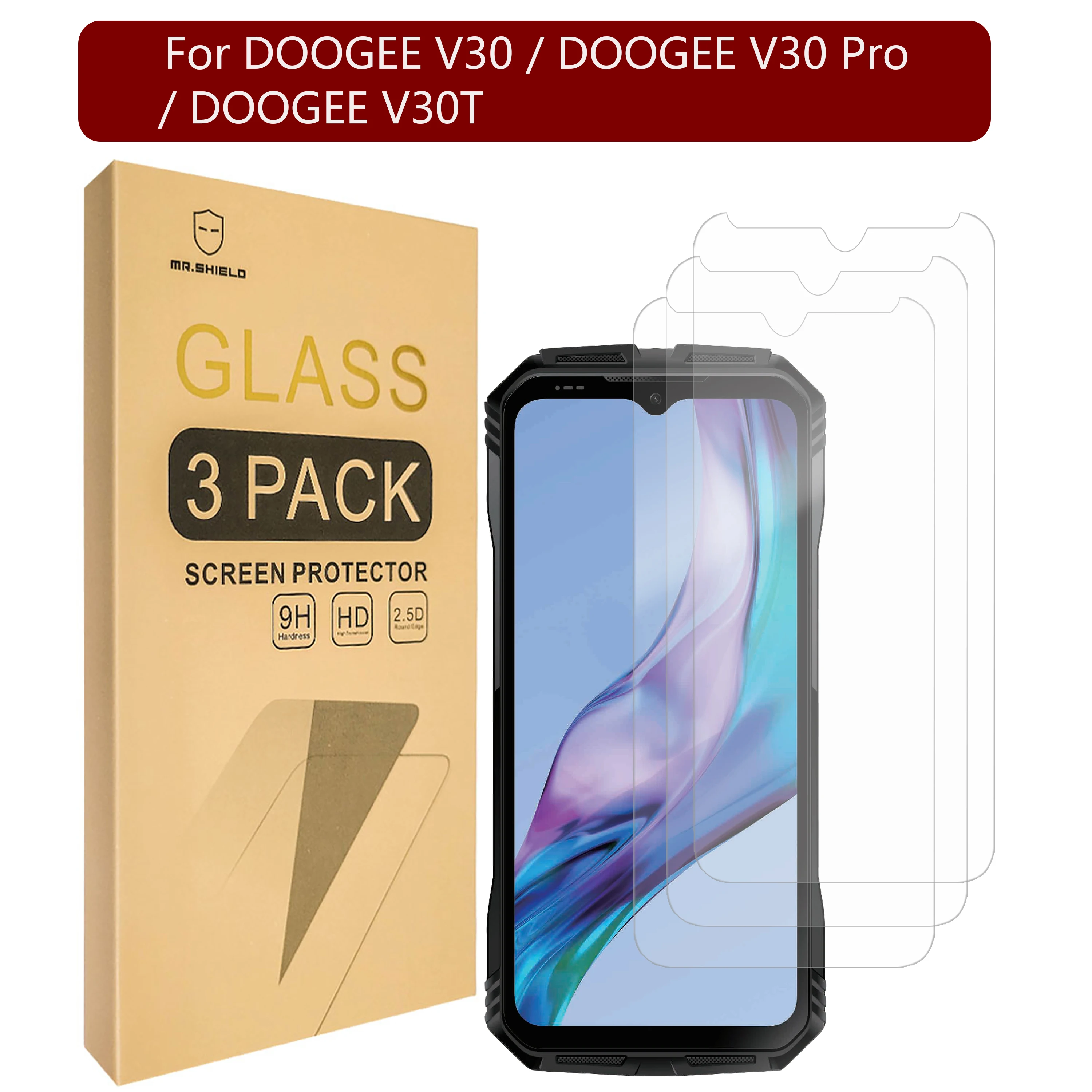 Mr.Shield [Confezione Da 3] Protezione Dello Schermo Per Doogee V30 / Doogee V30 Pro / Doogee V30T [Vetro Temperato]
