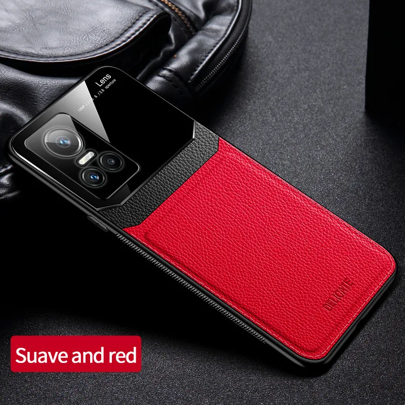 Shockproof Case For Realme Gt Neo 3 Neo3 Leather Texture Soft Tpu Plexiglass Bumper With Back Hard Cover For Realme Gt Neo 3