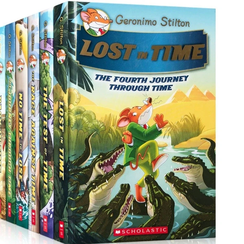 Geronimo Stilton Time Travel 8 Volumi Libro Di Storie Inglese Per Bambini Humor Adventure Esplora Brave Comic Fiction Books
