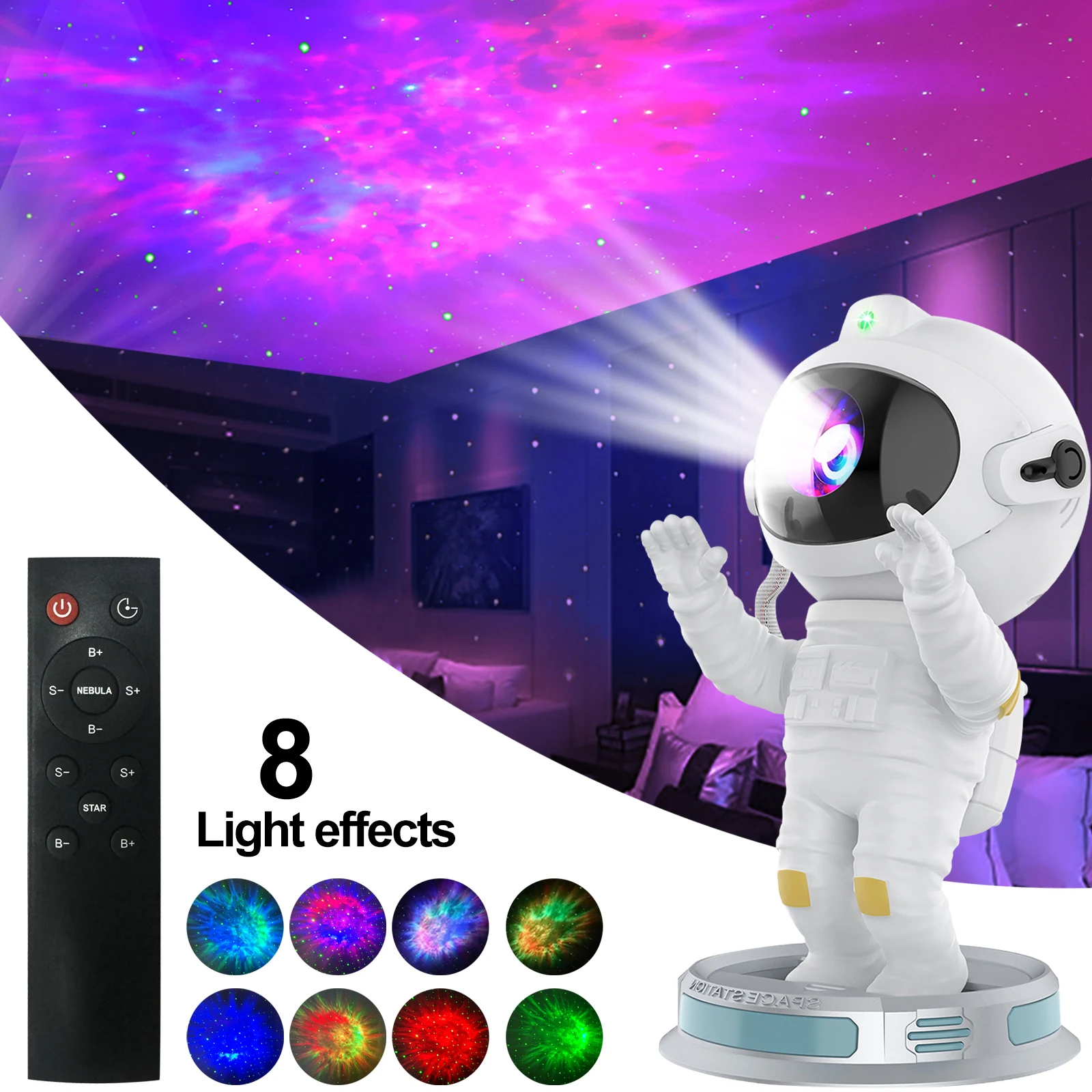 Astronauta Star Space Projector Galaxy Star Projector Starry Night Light Led Nebula Timer Telecomando Regalo Per Bambini Arredamento Camera Da Letto