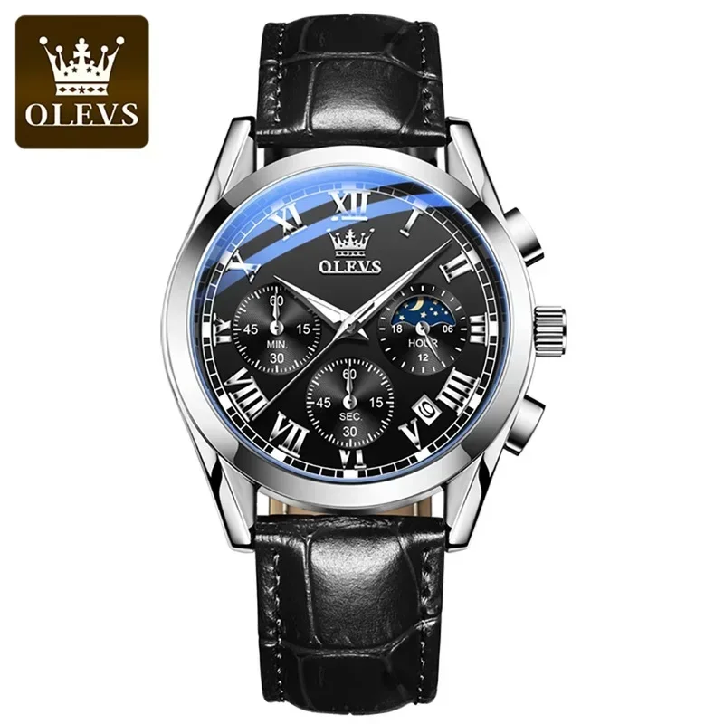 Olevs Orologio Al Quarzo Per Uomo Orologi Di Lusso Di Marca Superiore Fasi Lunari Orologi Da Uomo Impermeabili Cronografo Di Moda Orologi Da Polso Per