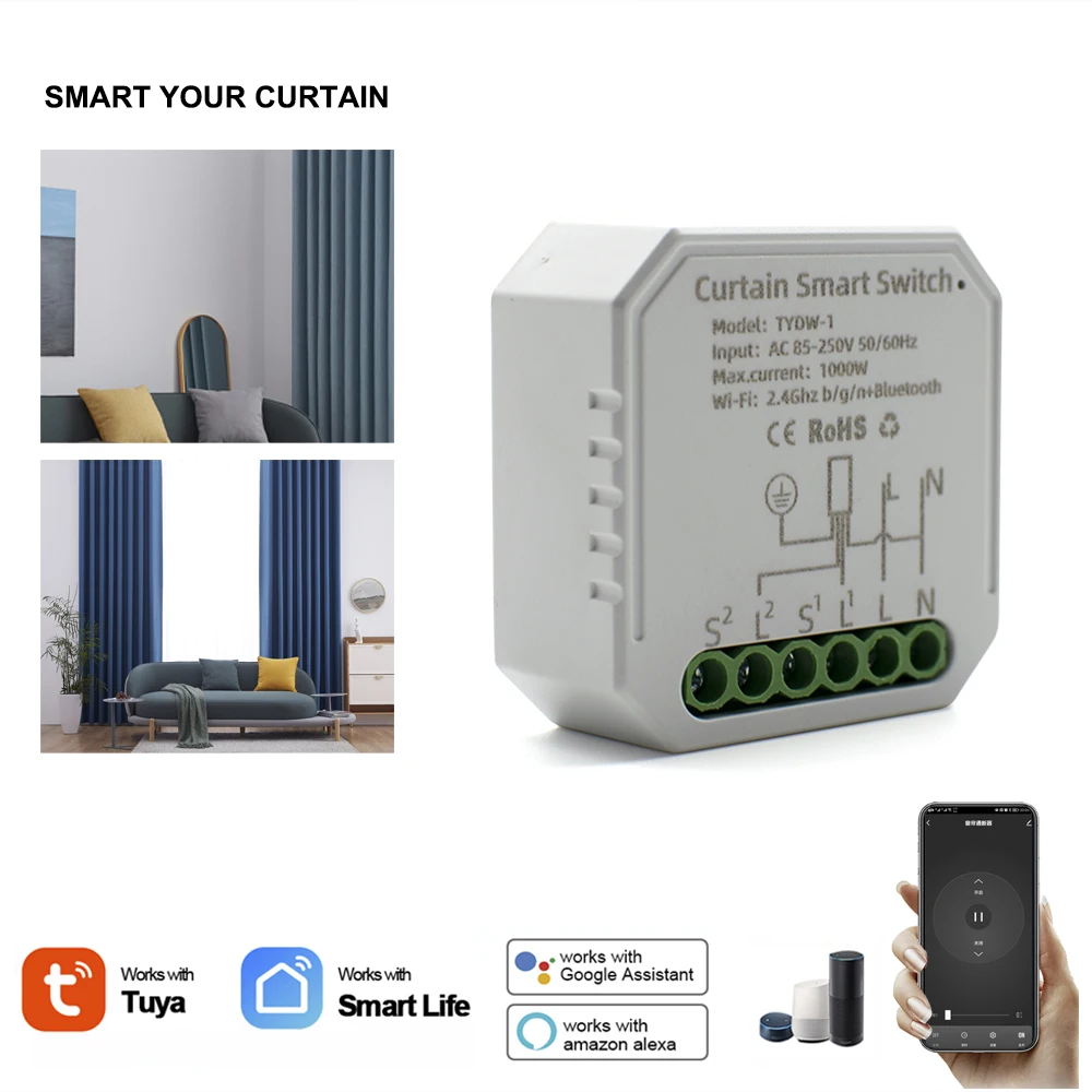 Tuya Wifi Smart Home Control Tenda Blind Switch Funziona Con Google Alexa Echo Voice Control Novità