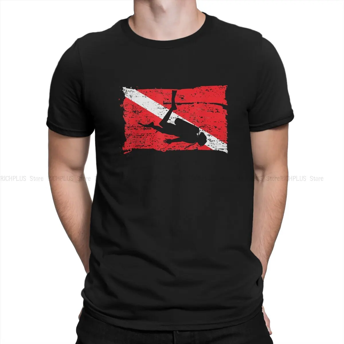 Maglietta Subacquea Scuba Diving Flag Vintage Subacquei Maglietta Elegante Maglietta Oversize Da Uomo Stampa Trendy